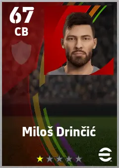 Milos Drincic eFootball 2026 player card — 67 OVR CB