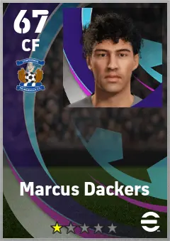 Marcus Dackers eFootball 2026 player card — 67 OVR CF