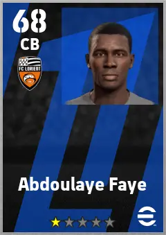 Abdoulaye Faye eFootball 2026 player card — 68 OVR CB