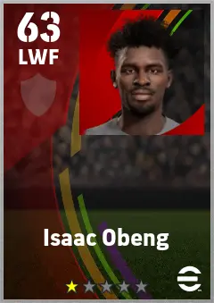 Isaac Obeng eFootball 2026 player card — 63 OVR LWF