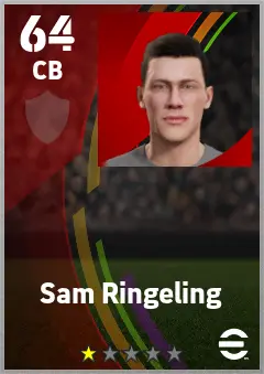 Sam Ringeling eFootball 2026 player card — 64 OVR CB