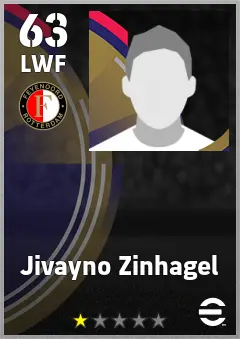 Jivayno Zinhagel eFootball 2026 player card — 63 OVR LWF