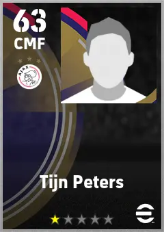 Tijn Peters eFootball 2026 player card — 63 OVR CMF