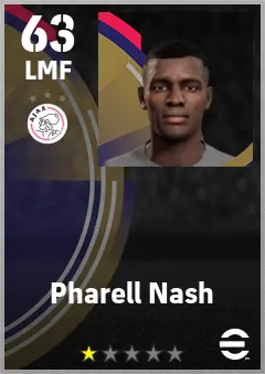 Pharell Nash eFootball 2026 player card — 63 OVR LMF