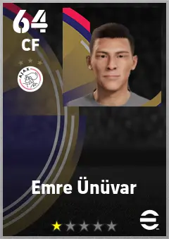 Emre Unuvar eFootball 2026 player card — 64 OVR CF