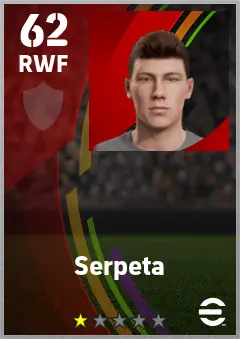 Serpeta eFootball 2026 player card — 62 OVR RWF