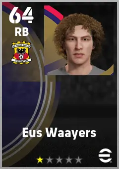 Eus Waayers eFootball 2026 player card — 64 OVR RB