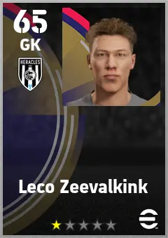 Leco Zeevalkink eFootball 2026 player card — 65 OVR GK