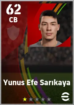 Yunus Efe Sarikaya eFootball 2026 player card — 62 OVR CB