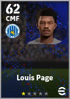 Louis Page eFootball 2026 player card — 62 OVR CMF