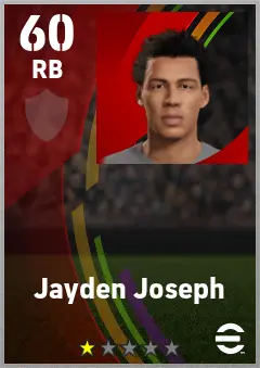 Jayden Joseph eFootball 2026 player card — 60 OVR RB