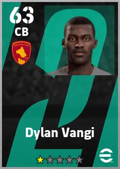 Dylan Vangi eFootball 2026 player card — 63 OVR CB
