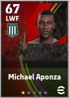 Michael Aponza eFootball 2026 player card — 67 OVR LWF