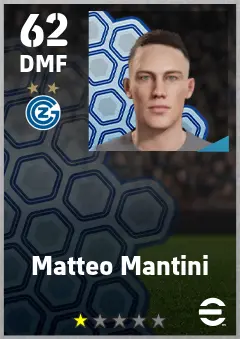 Matteo Mantini eFootball 2026 player card — 62 OVR DMF