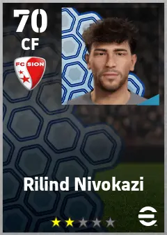 Rilind Nivokazi eFootball 2026 player card — 70 OVR CF