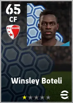 Winsley Boteli eFootball 2026 player card — 65 OVR CF