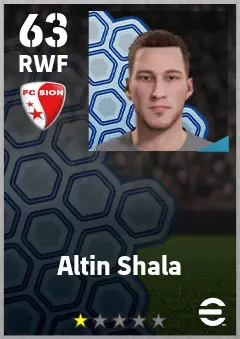 Altin Shala eFootball 2026 player card — 63 OVR RWF