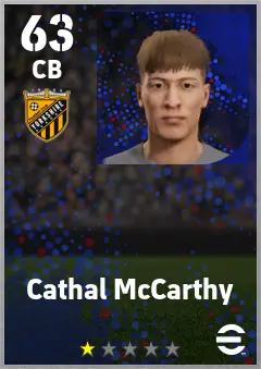 Cathal McCarthy eFootball 2026 player card — 63 OVR CB