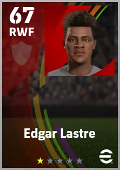 Edgar Lastre eFootball 2026 player card — 67 OVR RWF