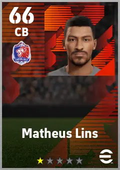 Matheus Lins eFootball 2026 player card — 66 OVR CB
