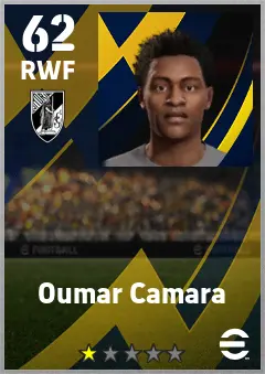 Oumar Camara eFootball 2026 player card — 62 OVR RWF