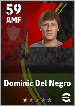 Dominic Del Negro eFootball 2026 player card — 59 OVR AMF