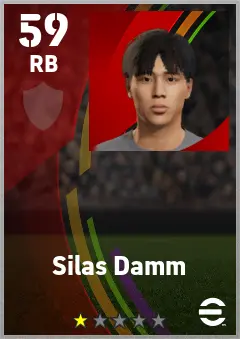 Silas Damm eFootball 2026 player card — 59 OVR RB