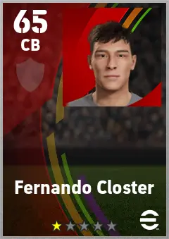 Fernando Closter eFootball 2026 player card — 65 OVR CB
