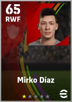 Mirko Diaz eFootball 2026 player card — 65 OVR RWF