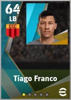 Tiago Franco eFootball 2026 player card — 64 OVR LB