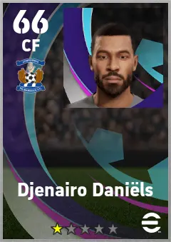 Djenairo Daniels eFootball 2026 player card — 66 OVR CF
