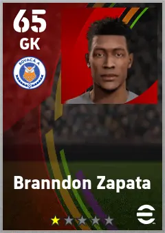 Branndon Zapata eFootball 2026 player card — 65 OVR GK