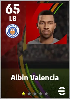 Albin Valencia eFootball 2026 player card — 65 OVR LB