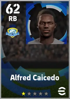 Alfred Caicedo eFootball 2026 player card — 62 OVR RB