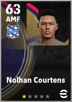 Nolhan Courtens eFootball 2026 player card — 63 OVR AMF