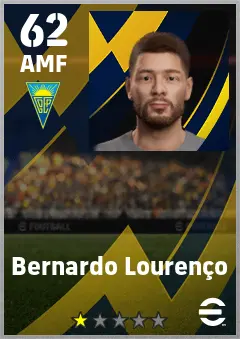 Bernardo Lourenco eFootball 2026 player card — 62 OVR AMF