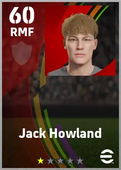 Jack Howland eFootball 2026 player card — 60 OVR RMF