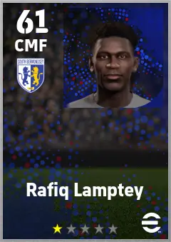 Rafiq Lamptey eFootball 2026 player card — 61 OVR CMF