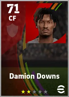 Damion Downs eFootball 2026 player card — 71 OVR CF