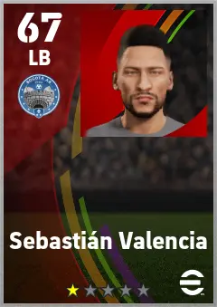 Sebastian Valencia eFootball 2026 player card — 67 OVR LB