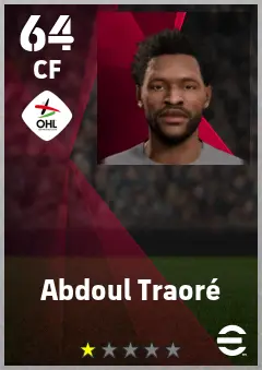 Abdoul Traore eFootball 2026 player card — 64 OVR CF