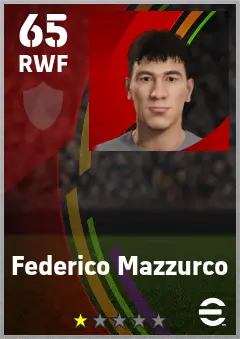 Federico Mazzurco eFootball 2026 player card — 65 OVR RWF