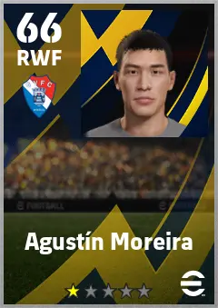 Agustin Moreira eFootball 2026 player card — 66 OVR RWF