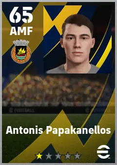 Antonis Papakanellos eFootball 2026 player card — 65 OVR AMF
