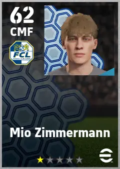 Mio Zimmermann eFootball 2026 player card — 62 OVR CMF