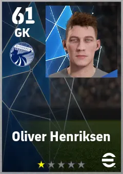 Oliver Henriksen eFootball 2026 player card — 61 OVR GK