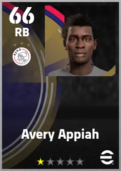 Avery Appiah eFootball 2026 player card — 66 OVR RB