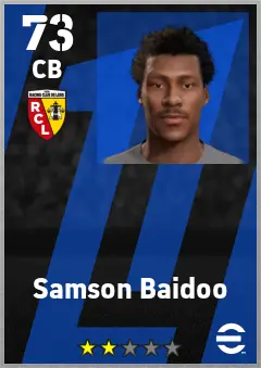 Samson Baidoo eFootball 2026 player card — 73 OVR CB