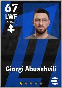 Giorgi Abuashvili eFootball 2026 player card — 67 OVR LWF