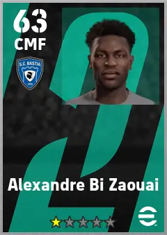 Alexandre Bi Zaouai eFootball 2026 player card — 63 OVR CMF